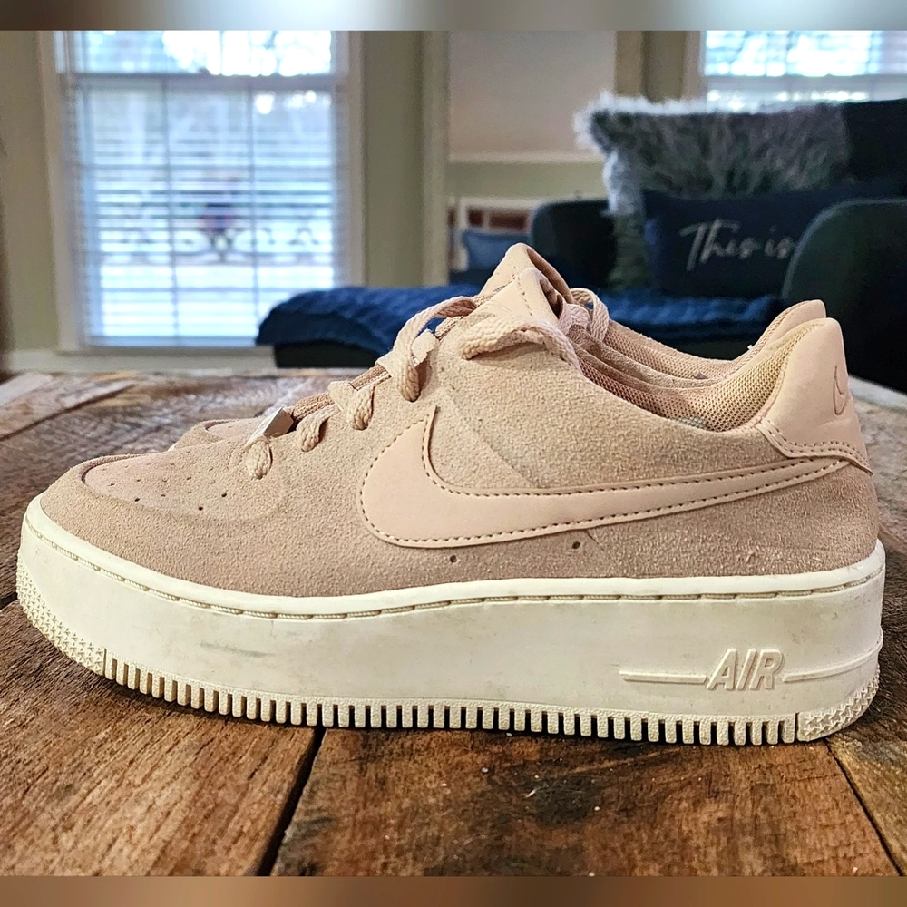Nike Air Force 1, blush suede, size 7